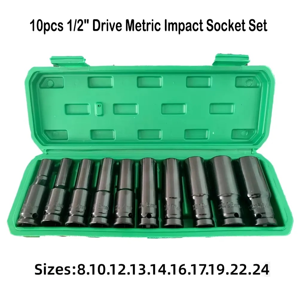 Pneumatic Impact Wrench - Universele aandrijving metrische impact-dopsleutelset, diepe sleutel,